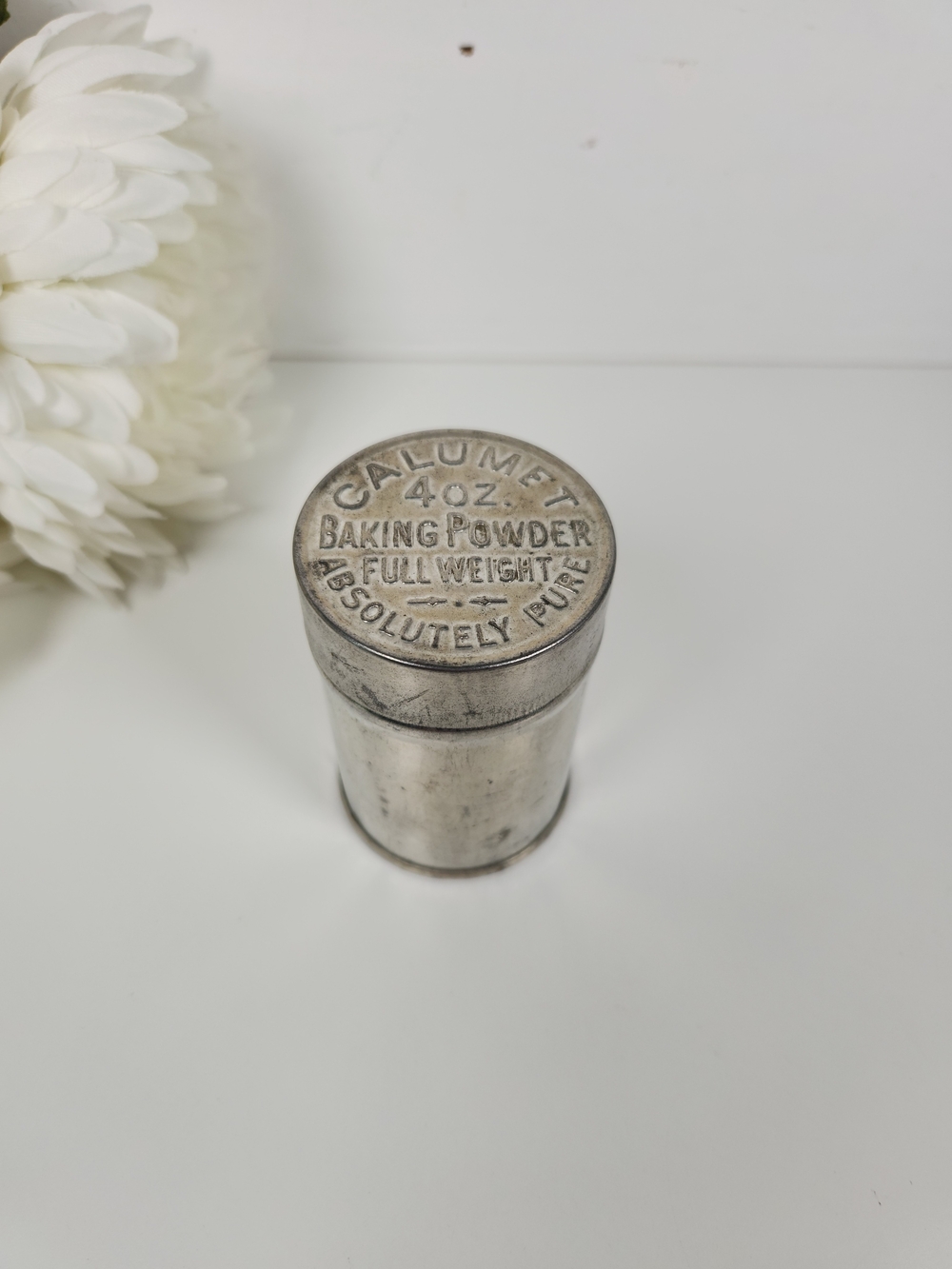 Vintage Calumet Baking Powder 4oz Tin Can | Collectible Tins | Rustic | Embossed